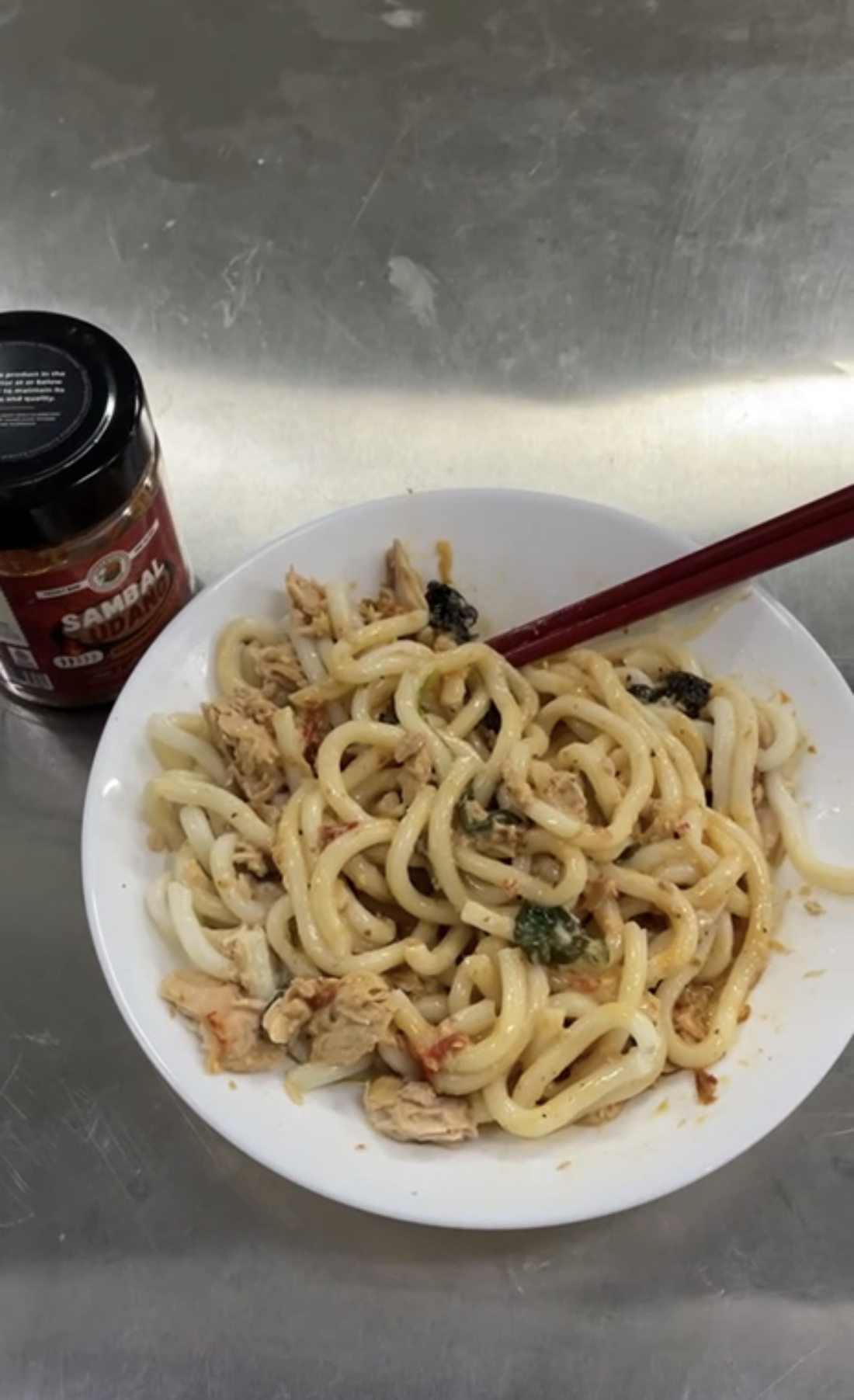 Creamy Tuna Udon with Sambal Udang